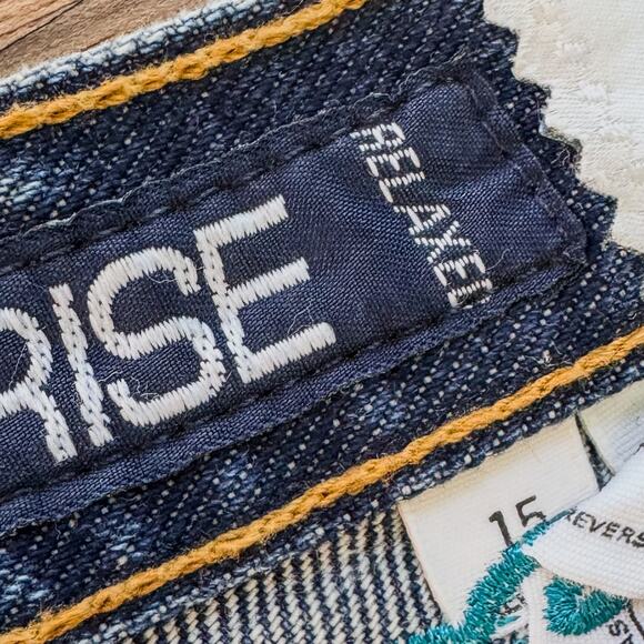 Cruel Girl, Women's 15, Low Rise Relaxed Fit Studded Turquoise Embroidered Jeans - Picture 13 of 13